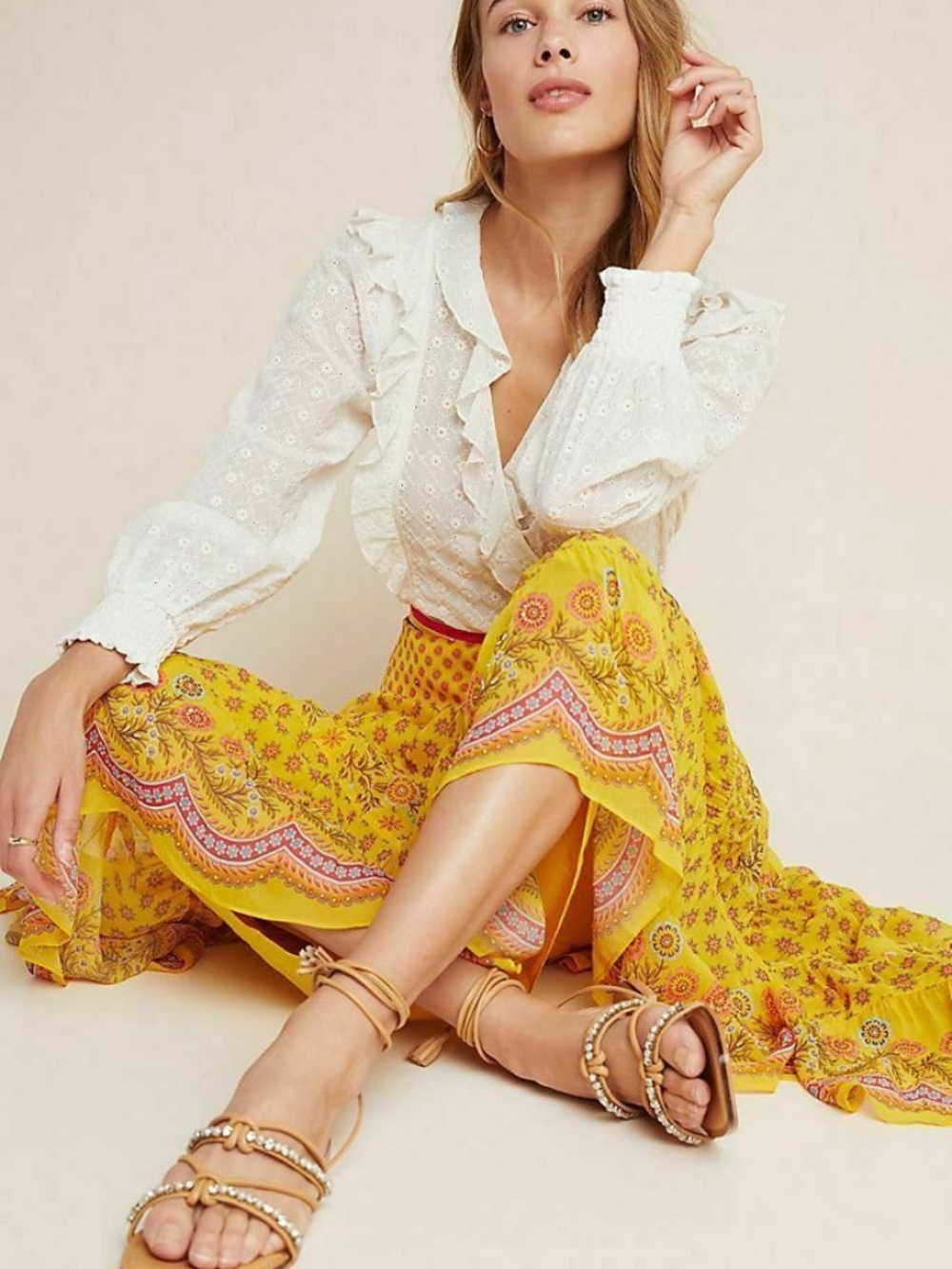 Anthropologie Tanvi & Kedia Calinda Beaded Maxi Skirt Size 2 - Picture 2 of 9